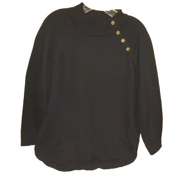 Michael Kors Women's Sweater L Black Buttons Classic‎ Lightweight Layering EUC - Picture 8 of 8